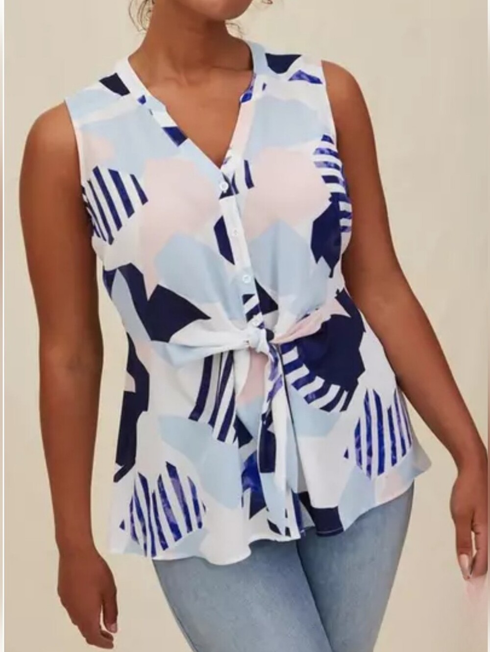Torrid 2 Peplum Georgette Button Front Tied Blouse CY-3864